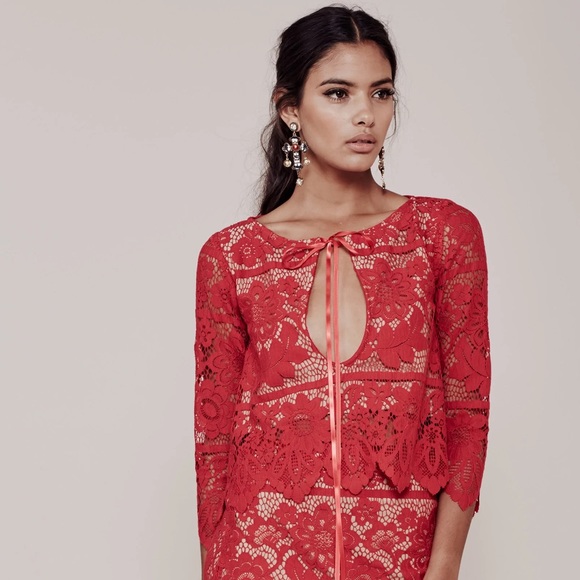 For Love And Lemons Tops - For Love and Lemons Red Lace Gianna Crop Top Size Medium